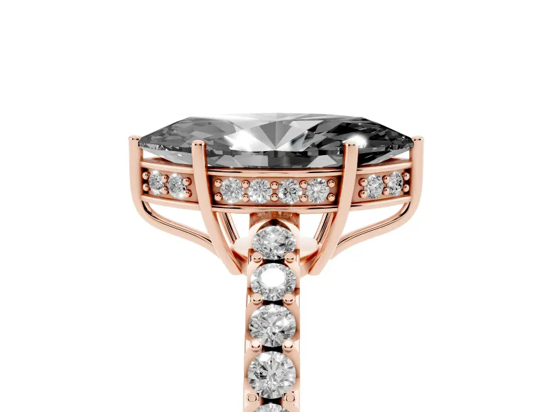 Marquise Hidden Halo Engagement Ring Setting for a Black Center | Rose Gold