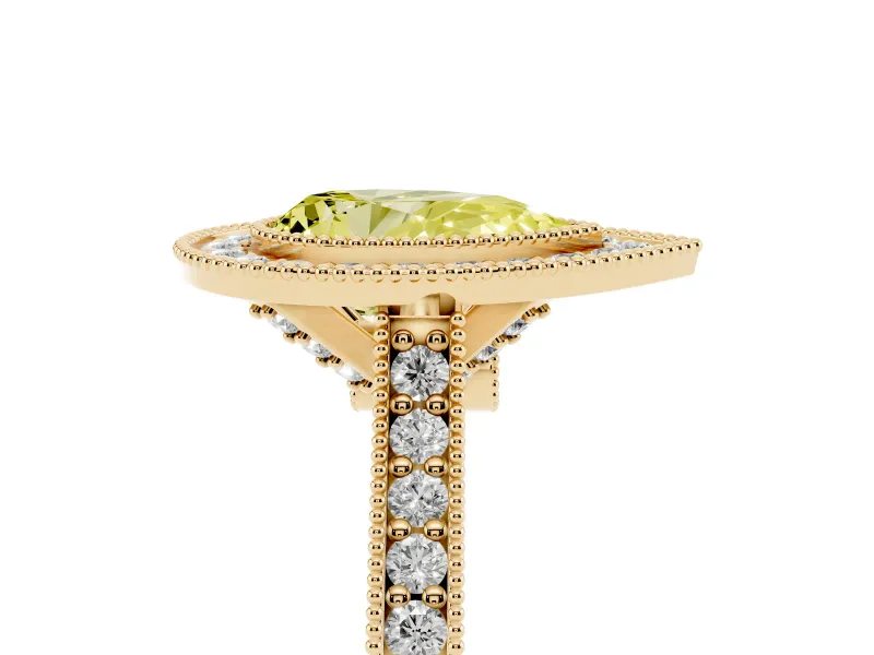 Pear-Shaped Halo Engagement Ring Setting for a Fancy Yellow Lab-Grown Diamond | Yellow Gold - Design NV-24721