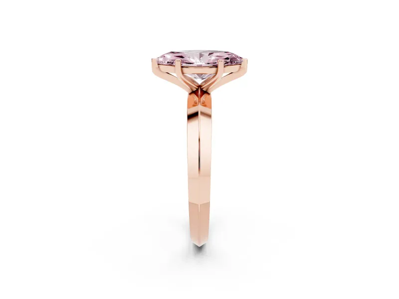Fancy Pink Marquise Cut Diamond Solitaire Engagement Ring Set in Rose gold with Flat Band and Prong Setting