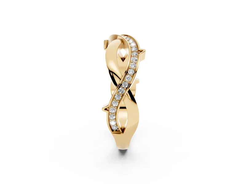 Round Lab-Grown Diamond Pavé Twisted Infinity Band | One Plain Strand | Yellow Gold