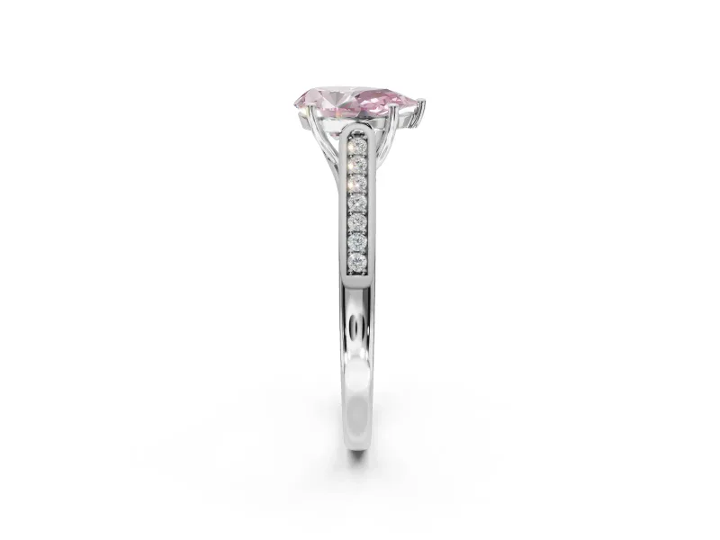 Pear-Shaped Engagement Ring Setting for a Fancy Pink Lab-Grown Diamond | Sterling Silver - Design NV-24597