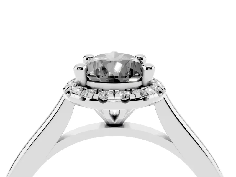 Pear-Shaped Halo Engagement Ring Setting for a Black Center | Plain Polished Band | White Gold