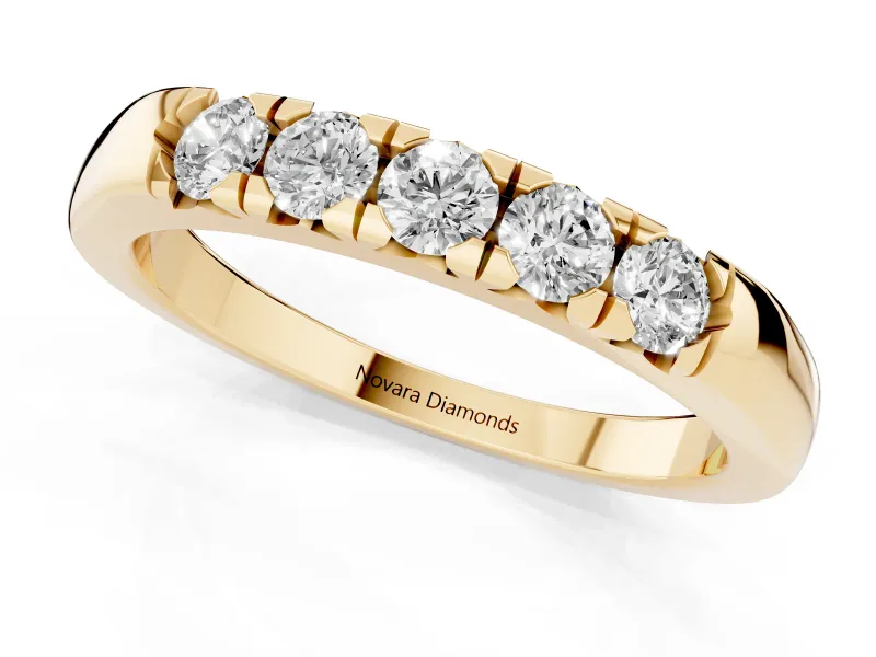 Round Diamond Half Eternity Band Set in Yellow gold with Channel Setting