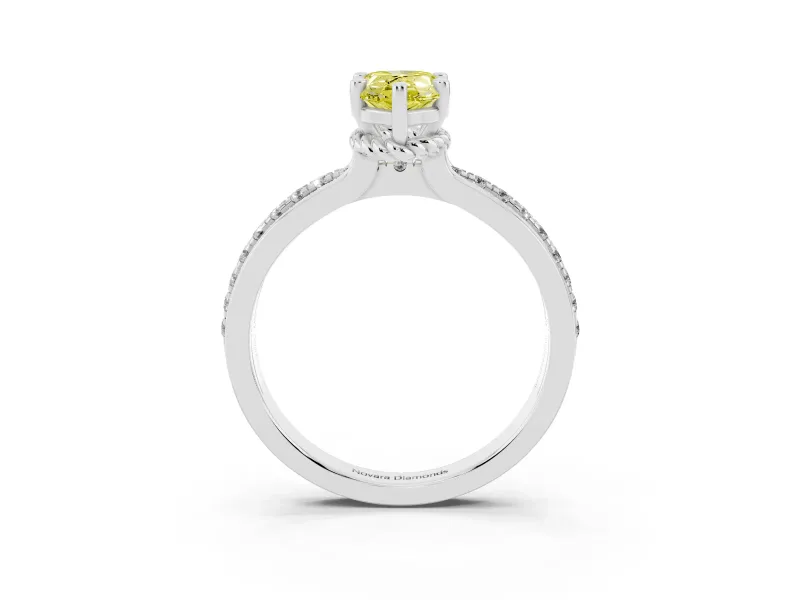 Pear-Shaped Channel Set Engagement Ring Setting for a Fancy Yellow Lab-Grown Diamond | Rope Collar | Sterling Silver