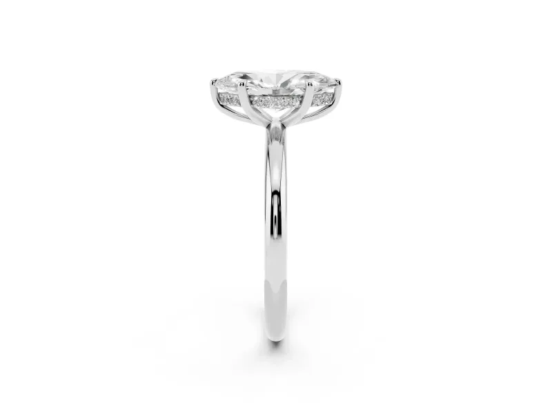 Marquise Cut Diamond Solitaire Ring Set in White gold with Thin Band and Prong Setting