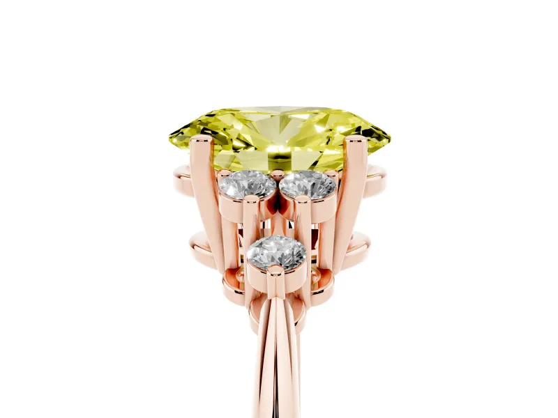Oval Cluster Accent Engagement Ring Setting for a Fancy Yellow Lab-Grown Diamond | Rose Gold