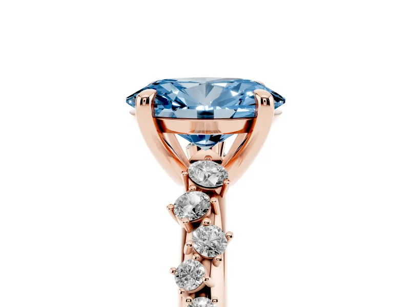 Oval Graduated Accent Engagement Ring Setting for a Fancy Blue Lab-Grown Diamond | Rose Gold