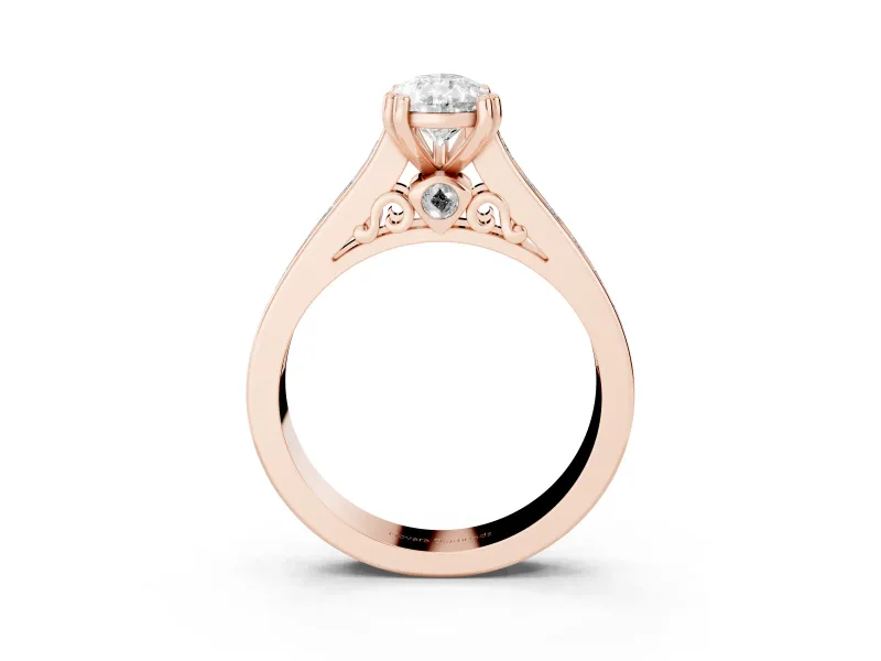 Pear-Shaped Cathedral Channel Set Engagement Ring Setting | Double Claw Prongs | Rose Gold