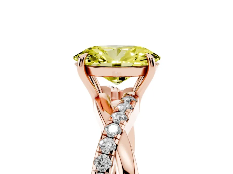 Oval Crossover Engagement Ring Setting for a Fancy Yellow Lab-Grown Diamond | Rose Gold