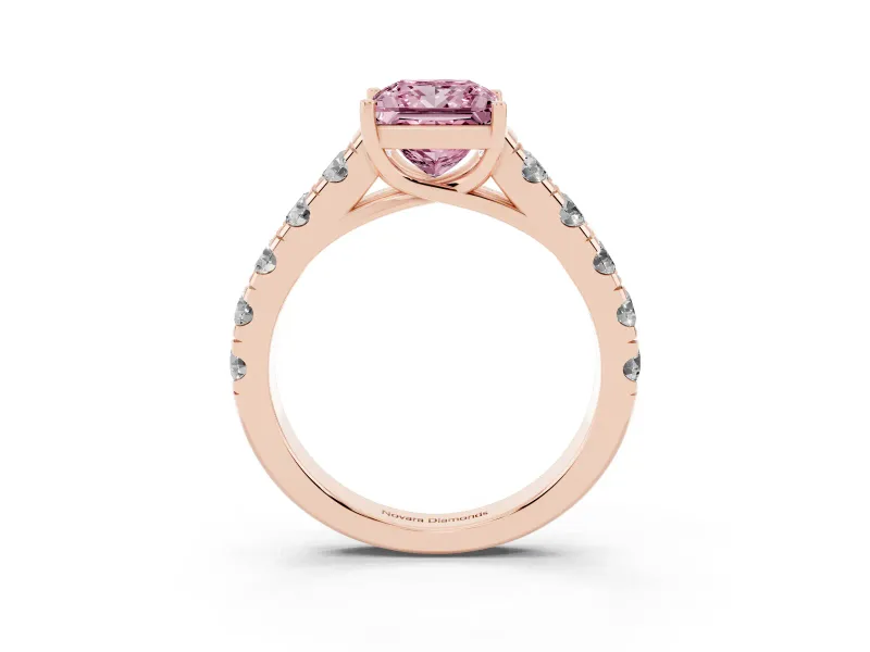 Princess Cut Engagement Ring Setting for a Fancy Pink Lab-Grown Diamond | Rose Gold - Design NV-24643