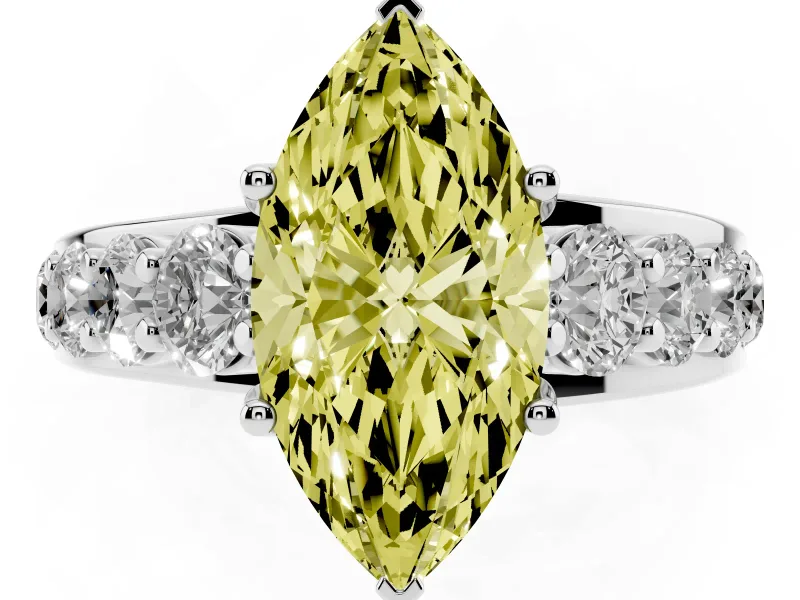 Marquise Graduated Engagement Ring Setting for a Fancy Yellow Lab-Grown Diamond | Platinum