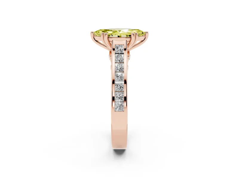 Marquise Channel Engagement Ring Setting for a Fancy Yellow Lab-Grown Diamond | Rose Gold - Design NV-24671