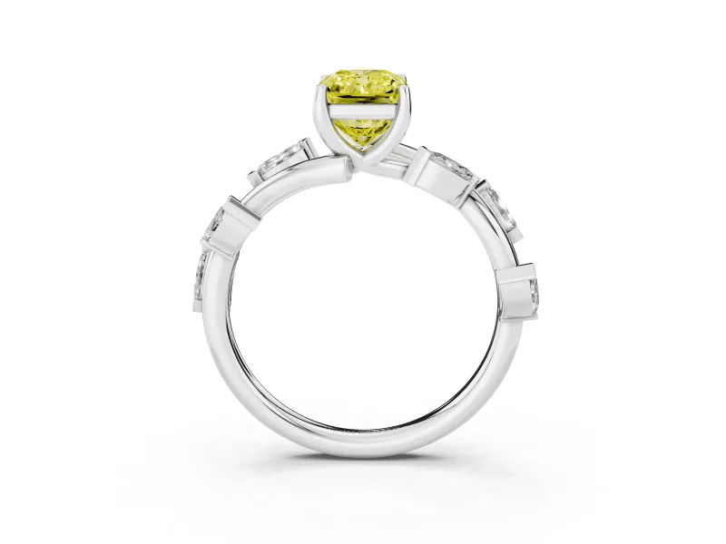 Radiant Cut Twisted Vine Engagement Ring Setting for a Fancy Yellow Lab-Grown Diamond | Platinum