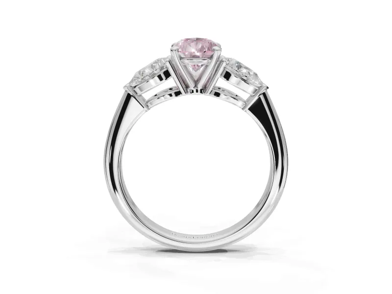 Pear-Shaped 3-Stone Engagement Ring Setting for a Fancy Pink Lab-Grown Diamond | Platinum