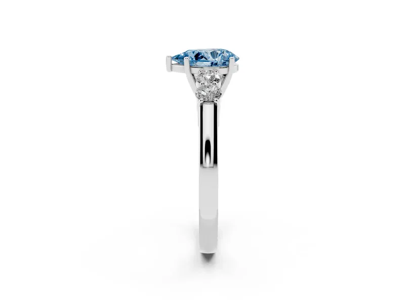 Pear-Shaped 5 Stone Engagement Ring Setting for a Fancy Blue Lab-Grown Diamond | Sterling Silver