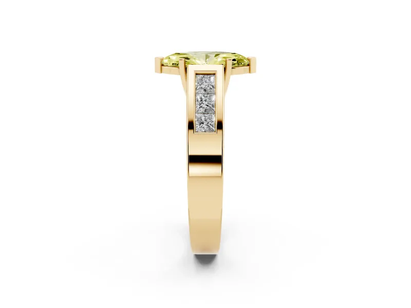 Marquise Channel-Set Engagement Ring Setting for a Fancy Yellow Lab-Grown Diamond | Yellow Gold