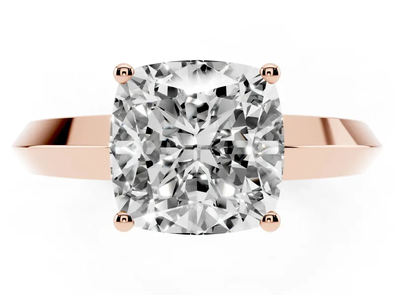 Cushion Cut Knife-Edge Solitaire Engagement Ring Setting | Plain Band | Rose Gold