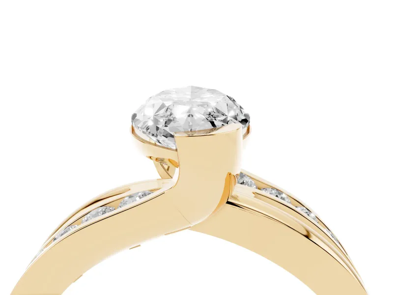 Marquise Graduated Channel Bypass Engagement Ring Setting | Split Shank | Yellow Gold