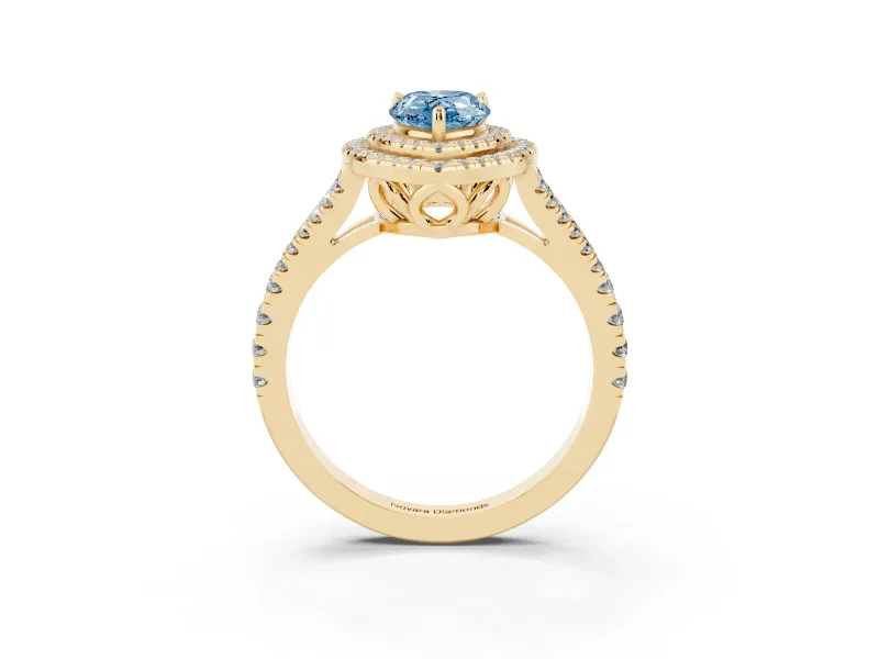 Pear-Shaped Halo Engagement Ring Setting for a Fancy Blue Lab-Grown Diamond | Yellow Gold - Design NV-24799