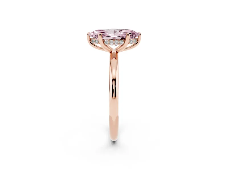 Marquise Hidden Halo Ring Setting for a Fancy Pink Lab-Grown Diamond | Rose Gold
