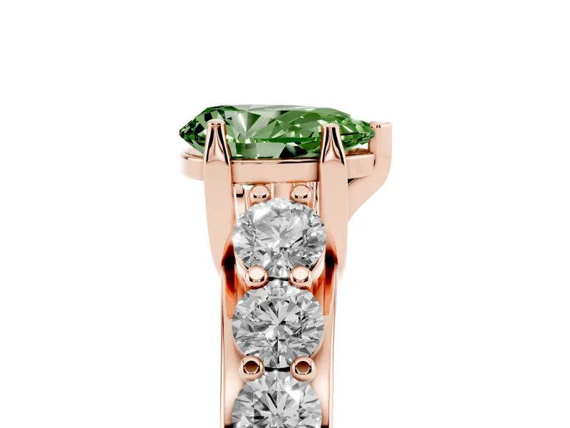 Pear-Shaped Graduated Engagement Ring Setting for a Fancy Green Lab-Grown Diamond | Rose Gold