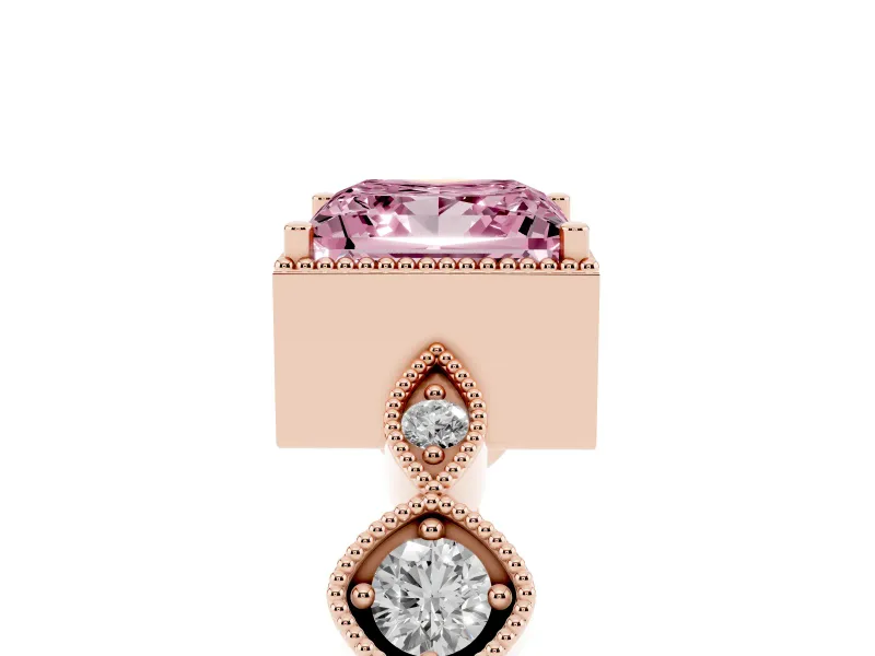 Princess Cut Vintage Engagement Ring Setting for a Fancy Pink Lab-Grown Diamond | Rose Gold - Design NV-24637
