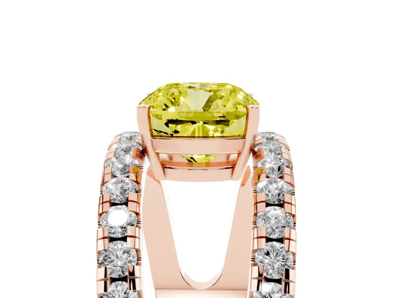 Cushion Cut Pavé Engagement Ring Setting for a Fancy Yellow Lab-Grown Diamond | Rose Gold - Design NV-24679