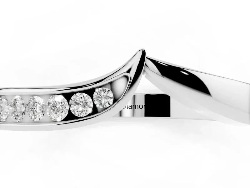 Round Diamond Contour Band Set in White gold with Polished Channel Setting