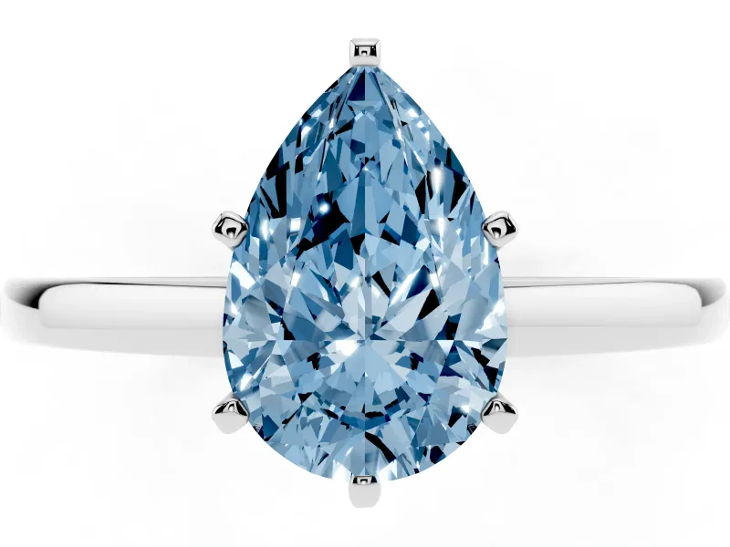 Pear-Shaped Plain Engagement Ring Setting for a Fancy Blue Lab-Grown Diamond | Sterling Silver