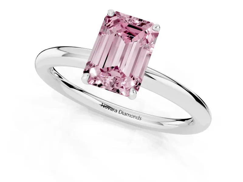 Emerald Cut Low Set Solitaire Engagement Ring Setting for a Fancy Pink Lab-Grown Diamond | Platinum