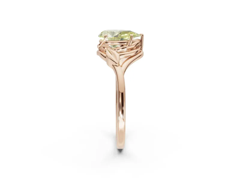 Pear-Shaped Leaf Bypass Solitaire Engagement Ring Setting for a Fancy Yellow Lab-Grown Diamond | Rose Gold