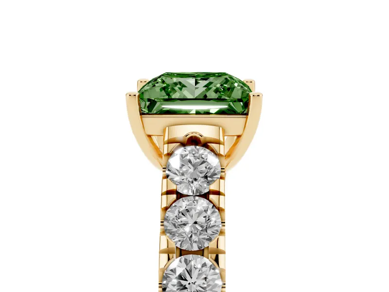 Princess Cut Engagement Ring Setting for a Fancy Green Lab-Grown Diamond | Yellow Gold - Design NV-24643