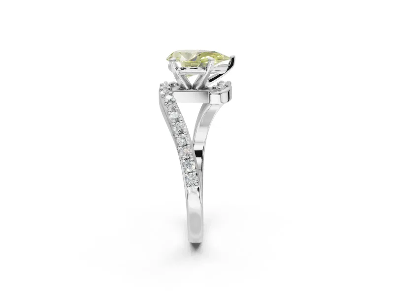 Pear-Shaped Bypass Engagement Ring Setting for a Fancy Yellow Lab-Grown Diamond | Sterling Silver