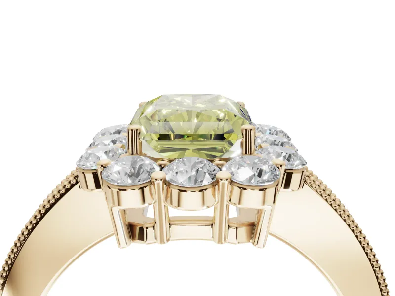 Radiant Cut Halo Engagement Ring Setting for a Fancy Yellow Lab-Grown Diamond | Yellow Gold - Design NV-24711