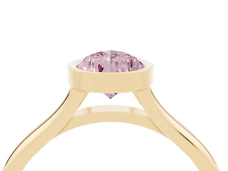 Pear-Shaped Bezel Engagement Ring Setting for a Fancy Pink Lab-Grown Diamond | Yellow Gold