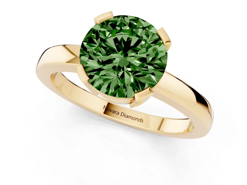 Round Tab Prong Solitaire Engagement Ring Setting for a Fancy Green Lab-Grown Diamond | Yellow Gold