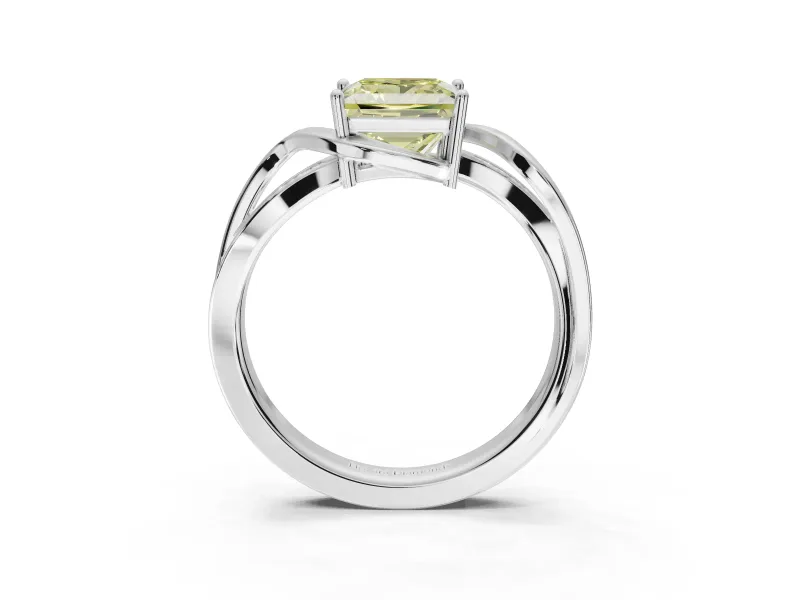 Princess Cut Bypass Engagement Ring Setting for a Fancy Yellow Lab-Grown Diamond | Sterling Silver - Design NV-24814