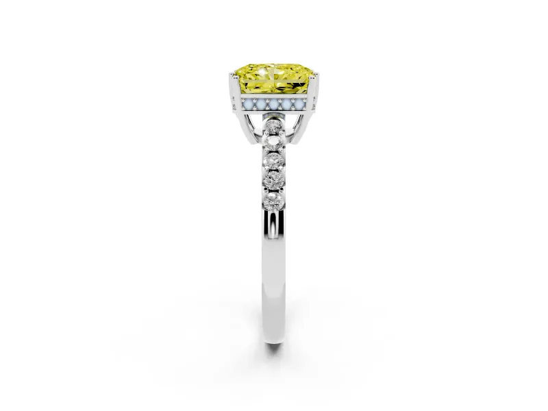 Radiant Cut Engagement Ring Setting for a Fancy Yellow Lab-Grown Diamond | White Gold - Design NV-24649