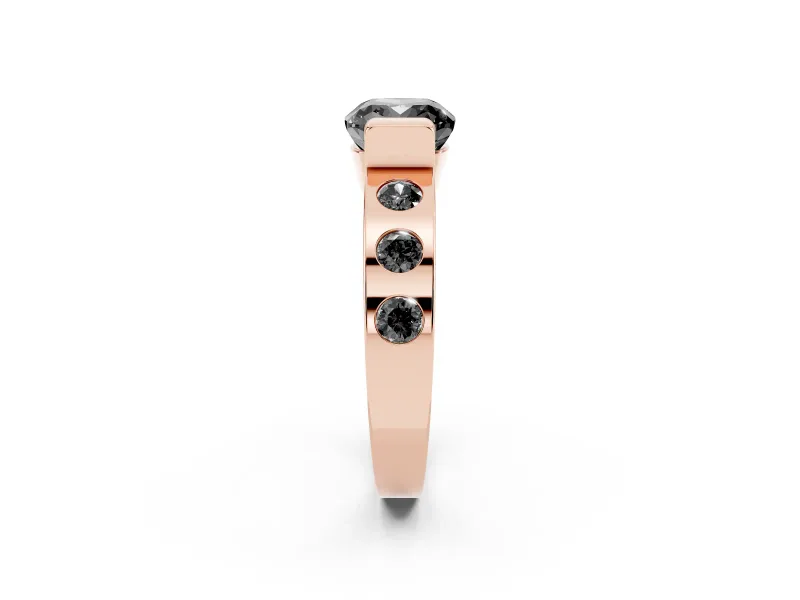 Cushion Cut Tension Style Engagement Ring Setting for a Black Center | Flush Set Accents | Rose Gold