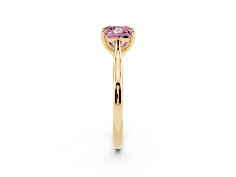 Princess Cut Cathedral Engagement Ring Setting for a Fancy Pink Lab-Grown Diamond | Yellow Gold