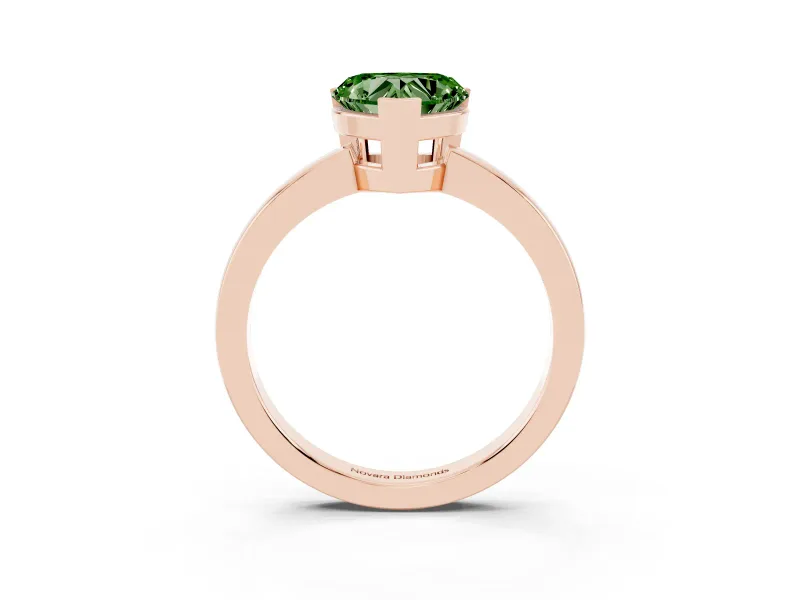 Heart-Shaped Solitaire Engagement Ring Setting for a Fancy Green Lab-Grown Diamond | Flat Tab Prongs | Rose Gold