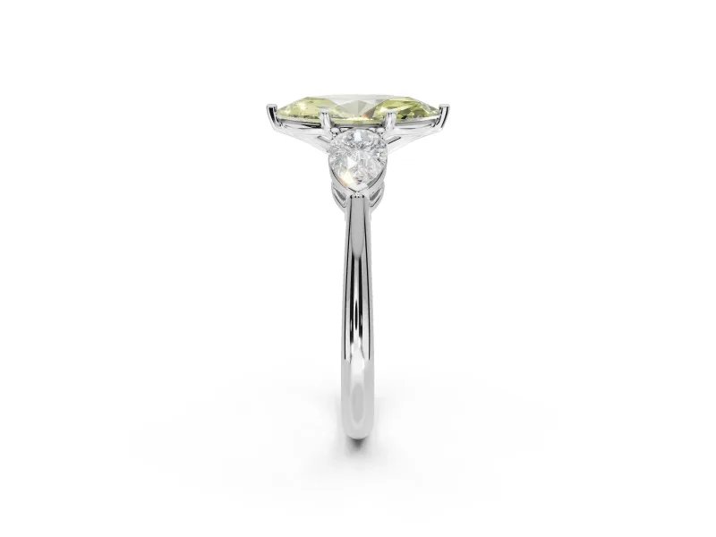 Marquise Three-Stone Ring Setting for a Fancy Yellow Lab-Grown Diamond | Pear Side Stones | Platinum