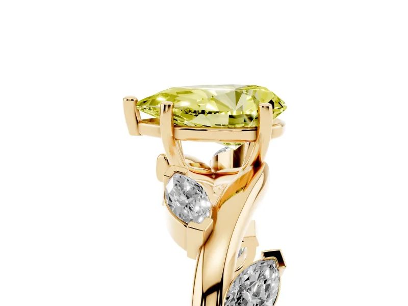 Pear-Shaped Twisted Vine Engagement Ring Setting for a Fancy Yellow Lab-Grown Diamond | Yellow Gold