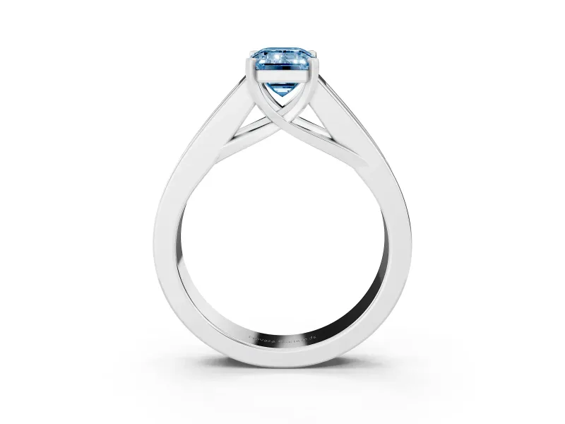Emerald Cut Channel-Set Engagement Ring Setting for a Fancy Blue Lab-Grown Diamond | Sterling Silver