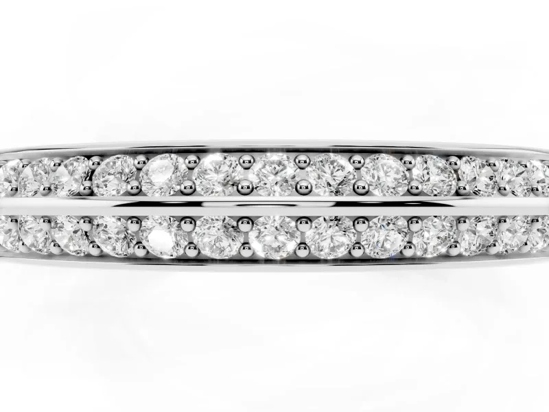 Round Diamond Double Row Eternity Band Set in White gold with Channel Setting