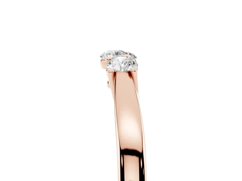 Round Lab-Grown Diamond Three Stone Curved Wedding Band | Prong Set | Rose Gold