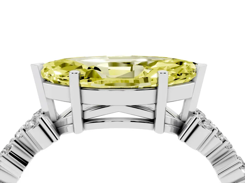Marquise Scattered Accent Engagement Ring Setting for a Fancy Yellow Lab-Grown Diamond | White Gold