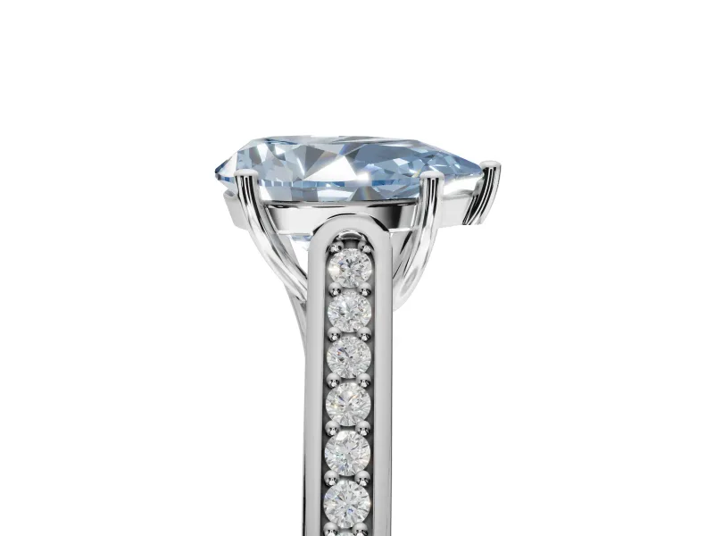 Pear-Shaped Cathedral Solitaire Engagement Ring Setting for a Fancy Blue Lab-Grown Diamond | Channel Set Band | Platinum