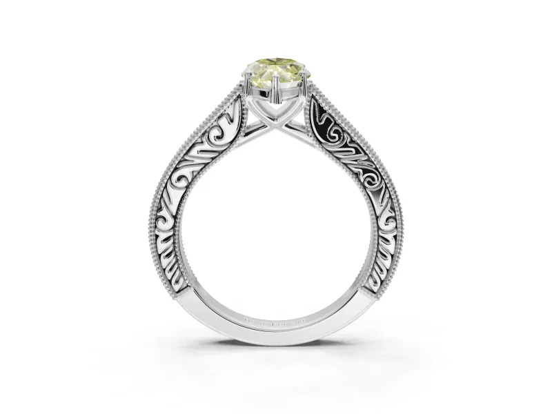 Marquise Vintage Engagement Ring Setting for a Fancy Yellow Lab-Grown Diamond | White Gold - Design NV-24644