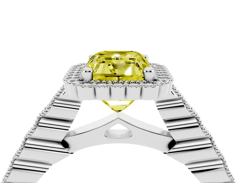 Radiant Cut Halo Engagement Ring Setting for a Fancy Yellow Lab-Grown Diamond | Sterling Silver - Design NV-24780